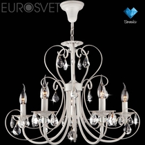 Evrosvet  3305/5 белый с золотом/прозрачный хрусталь Strotskis
