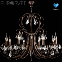 Evrosvet  3305/8 черный с золотом/прозрачный хрусталь Strotskis