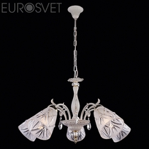 Evrosvet  60001/5 белый с золотом/прозрачный хрусталь